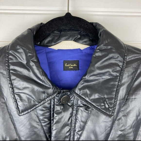 VTG PAUL SMITH JEANS Men’s METALLIC Black down PUFFER jacket Men’s Size S - Picture 3 of 12